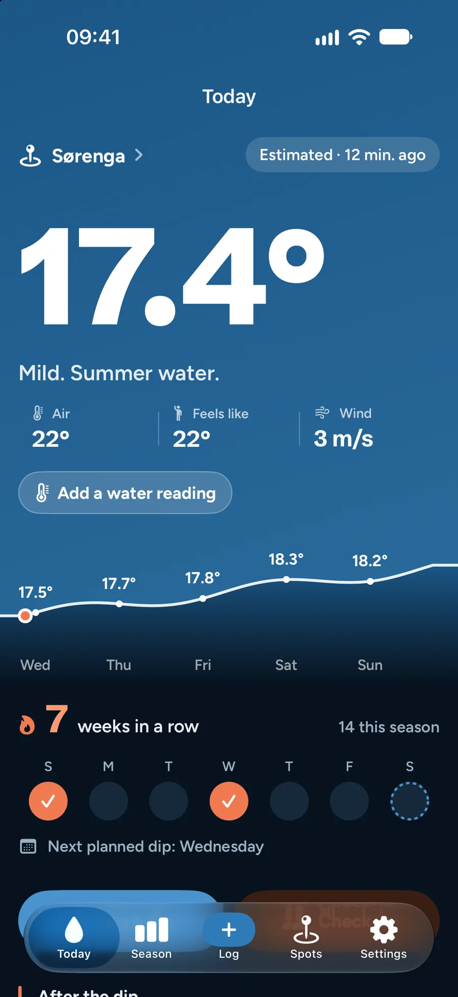 Svalk in summer: 17.4 degrees in the water.